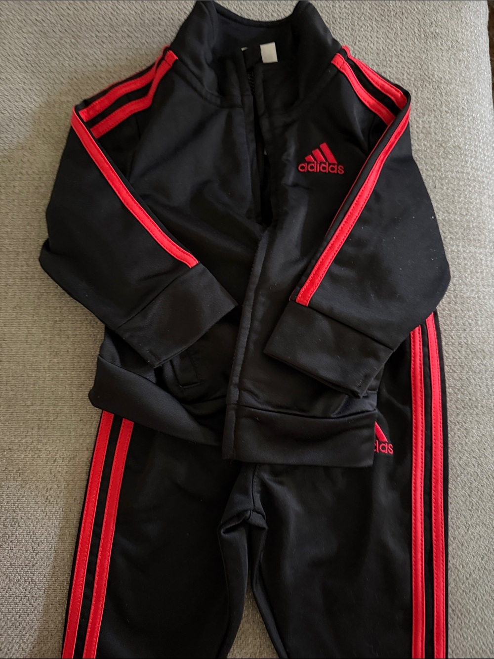 adidas Black and Red baby Tracksuit